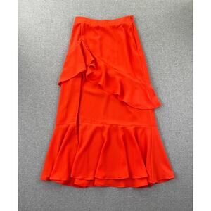 NWT Show Me Your Mumu Ruffle Maxi Skirt XS Coral Orange Red Nala Preppy Glam